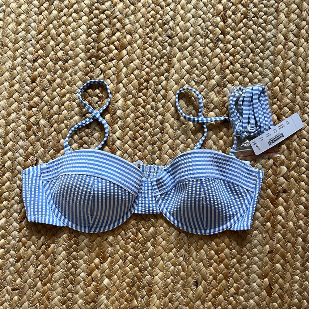 NWT J Crew seersucker underwire bikini top 34C